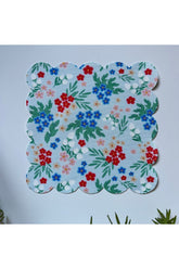 Crispy Floral Pattern Digital Printed, Laser Cut Edge Decorative Cocktail Napkins